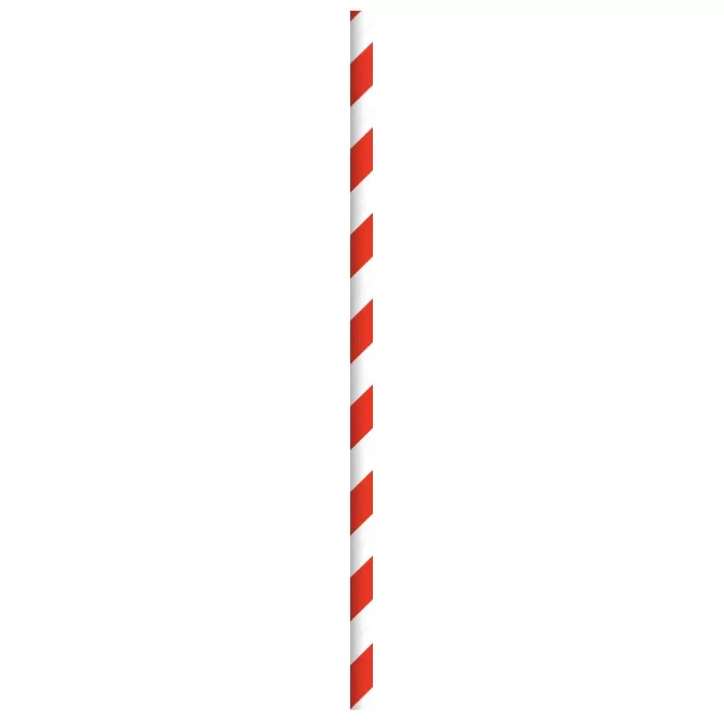 PacknWood Durable Red & White Striped Paper Straws - Wrapped - Diam.0.2'' L:7.75'' - 3000 pcs