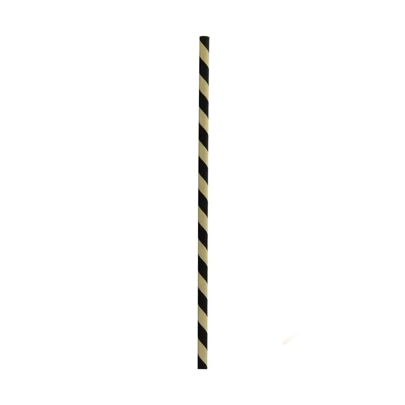 PacknWood Durable Black And Kraft Paper Straws - Wrapped - Diam.0.2'' L:7.75'' - 3000 pcs