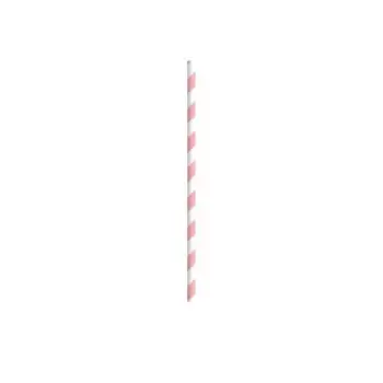 PacknWood Durable Pink & White Striped Paper Straws - Unwrapped - Diam.0.2'' L:7.75'' - 3000 pcs