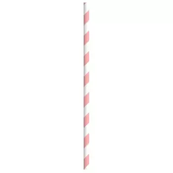 PacknWood Durable Pink & White Striped Paper Straws - Wrapped - Diam.0.2'' L:7.75'' - 3000 pcs