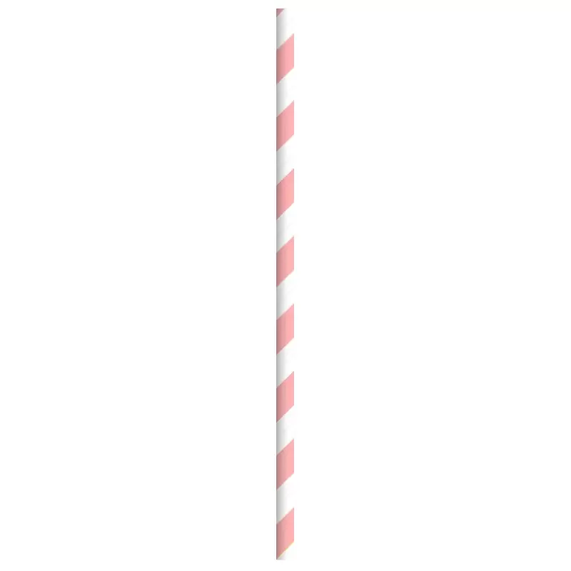 PacknWood Durable Pink & White Striped Paper Straws - Wrapped - Diam.0.2'' L:7.75'' - 3000 pcs