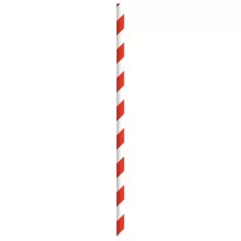 PacknWood Durable Red & White Striped Paper Straws - Unwrapped - Diam.0.2'' L:7.75'' - 3000 pcs