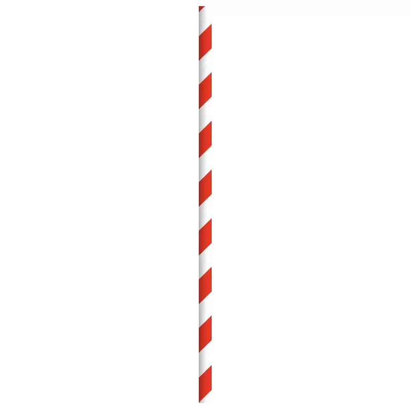 PacknWood Durable Red & White Striped Paper Straws - Unwrapped - Diam.0.2'' L:7.75'' - 3000 pcs