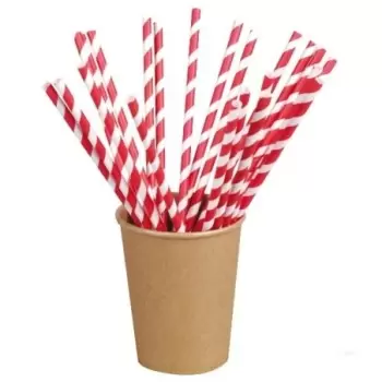 PacknWood Red Striped Paper Strawsunwrapped - Diam.0.2'' L: 8.3'' - 6000 pcs