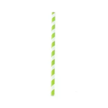 PacknWood Durable Lime Green & White Striped Giant Smoothie Paper Straws - Unwrapped - Diam.0.3'' L:7.75'' - 3000 pcs