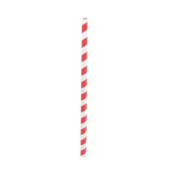 PacknWood Durable Smoothie Paper Straws With White & Red Stripes - Unwrapped - Diam.0.3'' L:7.75'' - 3000 pcs