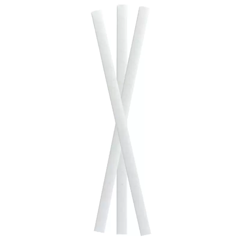 PacknWood Durable Solid White Smoothie Paper Straws - Unwrapped - Diam.0.3'' L:7.75'' - 3000 pcs