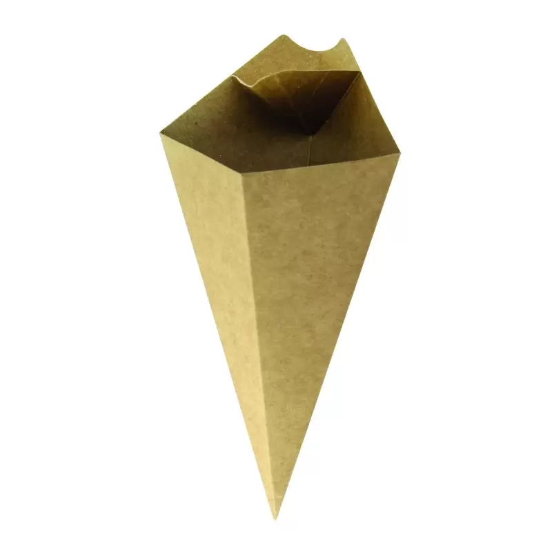 PacknWood Kraft Paper Cones With Built in Dipping Sauce Compartment - 5oz 7.5 x 4.5'' - 500 pcs