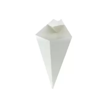 PacknWood White Paper Cones With Built in Dipping Sauce Compartment - 5oz 7.5 x 4.5'' - 500 pcs