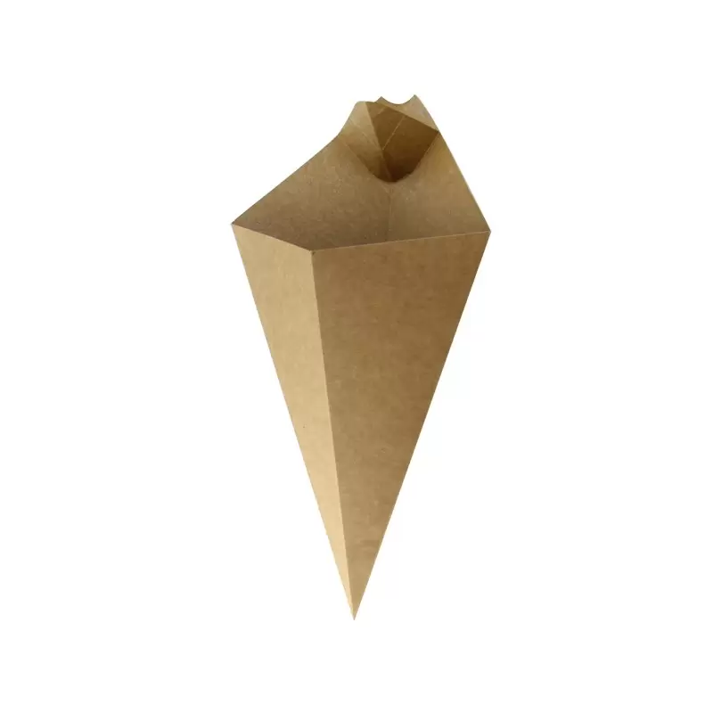 PacknWood Kraft Paper Cones With Built in Dipping Sauce Compartment - 14oz 11 x 6.5'' - 500 pcs