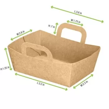 PacknWood Mini Kraft Basket - 2oz 3.75'' x 2.75'' x 1.4'' - 500 pcs