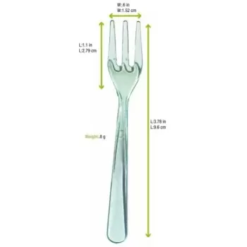 PacknWood Mini Green Transparent Fork - 3.74'' - 1000 pcs