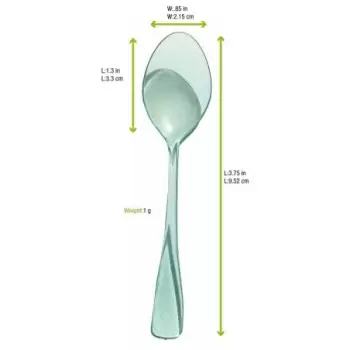 PacknWood Mini Green Transparent Spoon - 3.7'' - 1000 pcs