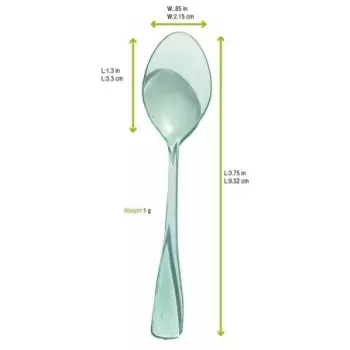 PacknWood 210Cv003V - Mini Green Transparent Cutlery Spoon - 3.74'' - 1000 pcs