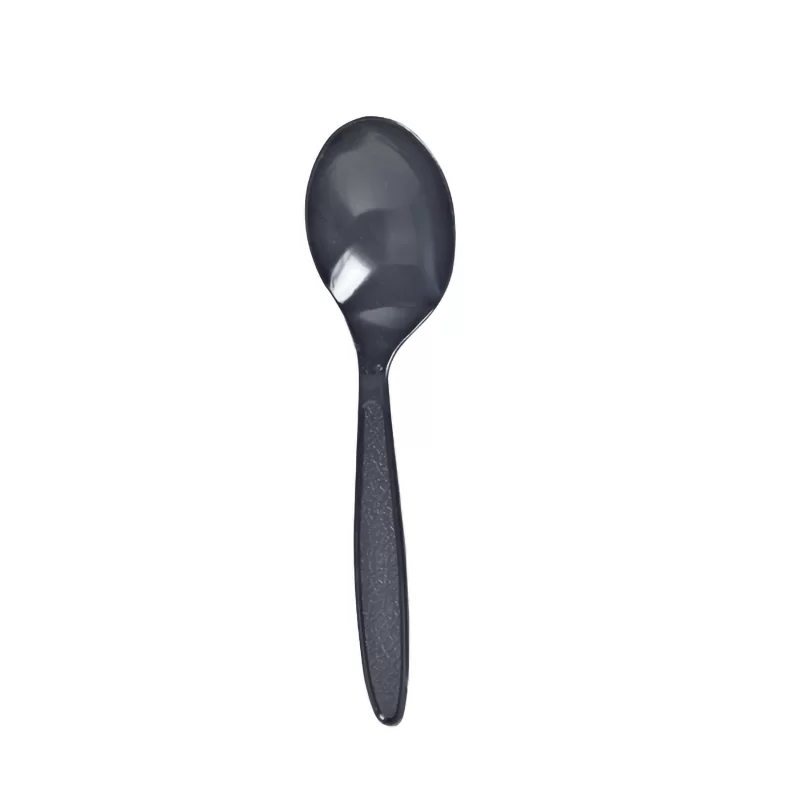 PacknWood Majesty Black Dessert Spoon - 6.22'' - 1000 pcs