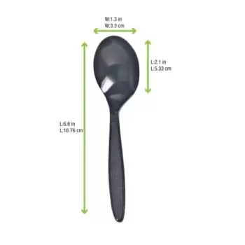 PacknWood Majesty Black Dessert Spoon - 6.22'' - 1000 pcs