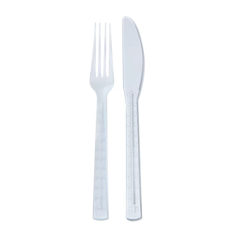 PacknWood Clear First Class Kit 2-1 (Fork, Knife) - 7.5'' - 250 pcs