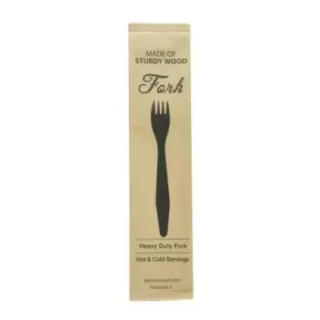 PacknWood Heavy Weight Wooden Fork Wrapped in Paper Wrapper - 7.3'' - 500 pcs