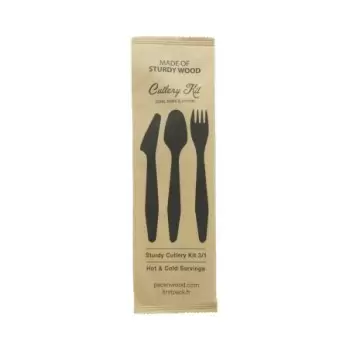 PacknWood Heavy Weight Wooden Cutlery 3-1 Kit (Knife + Fork + Spoon) - 7.3'' - 250 pcs