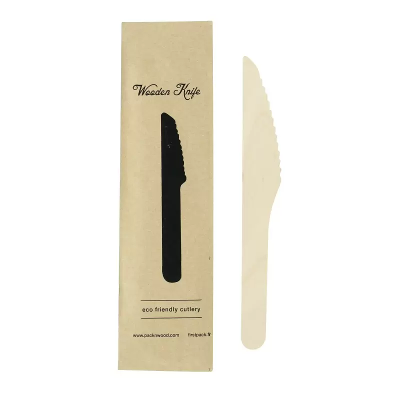 PacknWood Wooden Knife Wrapped '' Paper Wrapper - 6.2'' - 500 pcs