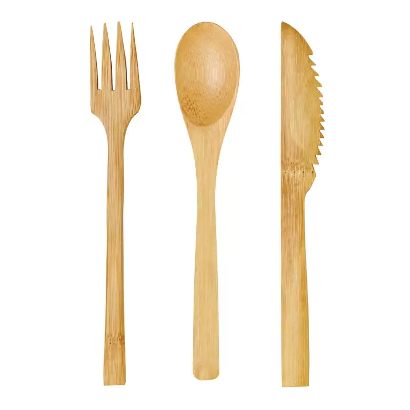 PacknWood Bamboo Cutlery 3-1 Kit (Knife, Fork, Spoon) - 6.3'' - 250 pcs