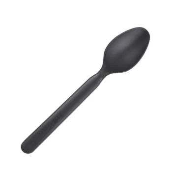 PacknWood Compostable & Heat Proof Corn - Black Spoon - 5'' - 2000 pcs