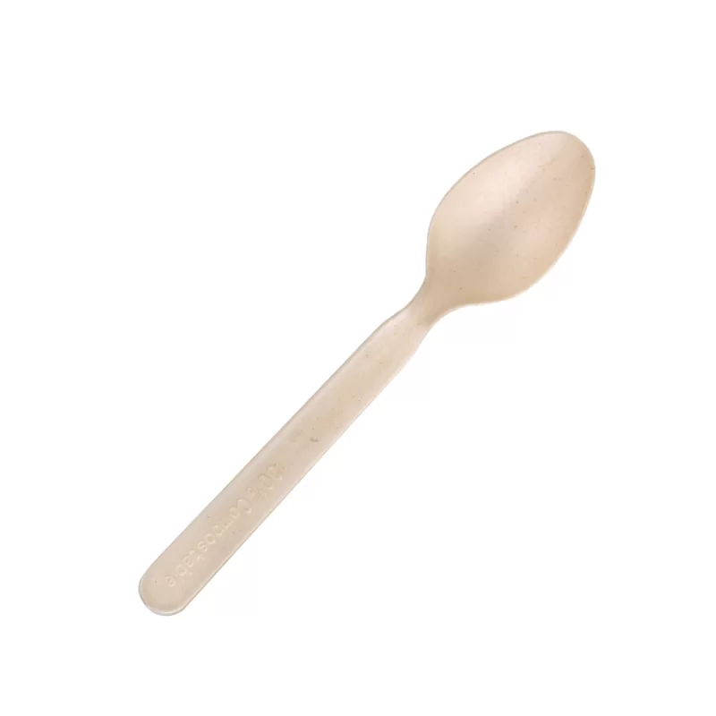 PacknWood Compostable & Heat Proof Corn - Bamboo Fiber Spoon - 5'' - 2000 pcs