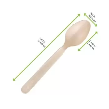 PacknWood Compostable & Heat Proof Corn - Bamboo Fiber Spoon - 5'' - 2000 pcs