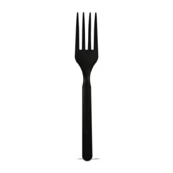 PacknWood Compostable & Heat Proof Corn - Black Fork - 6'' - 1000 pcs