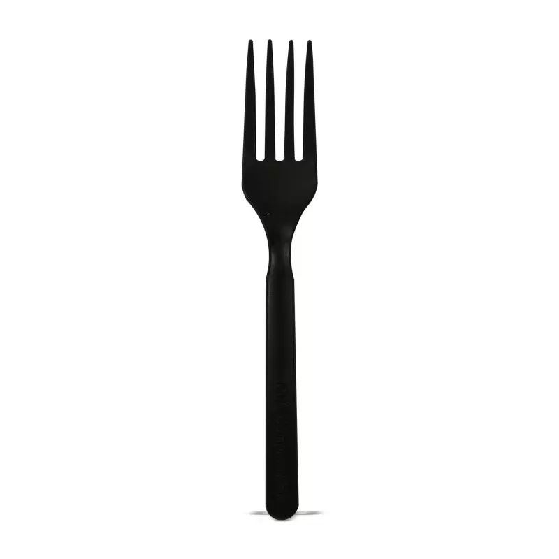 PacknWood Compostable & Heat Proof Corn - Black Fork - 6'' - 1000 pcs