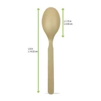 PacknWood Compostable & Heat Proof Corn - Bamboo Fiber Spoon - 6'' - 1000 pcs