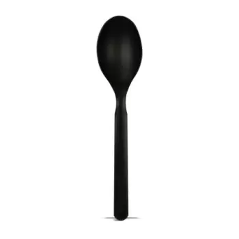 PacknWood Compostable & Heat Proof Corn - Black Spoon - 6'' - 1000 pcs