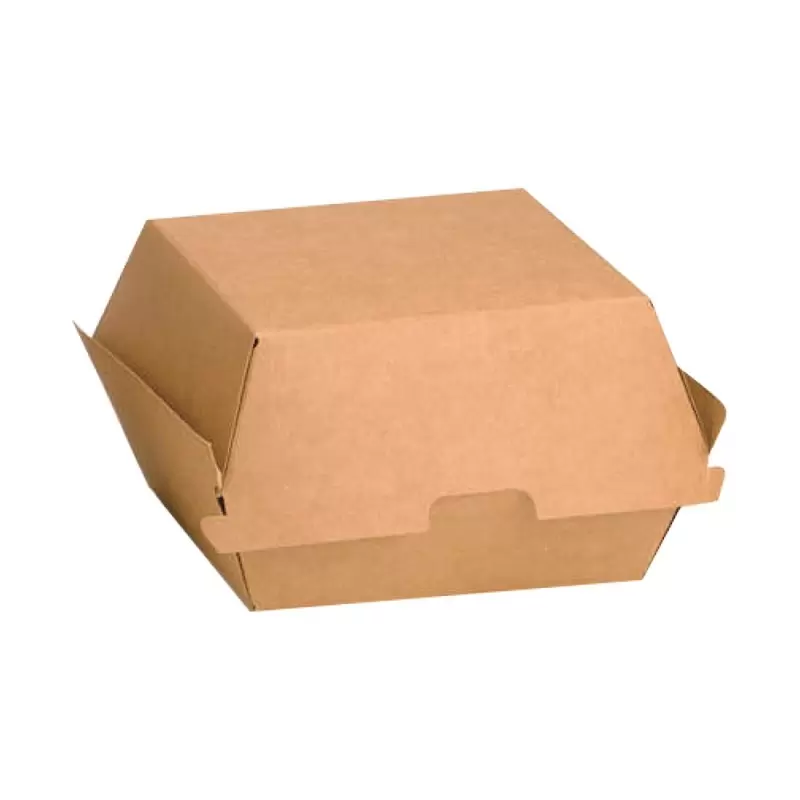 PacknWood Kraft Burger Box - 4oz - H:3.15'' W:3.9'' L:4.3'' - 300 pcs