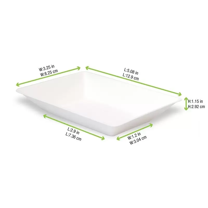 PacknWood Eco-Design Sugarcane Plate - 5.12 x 3.35 x 1.10130 x 85 x 2 - 800 pcs