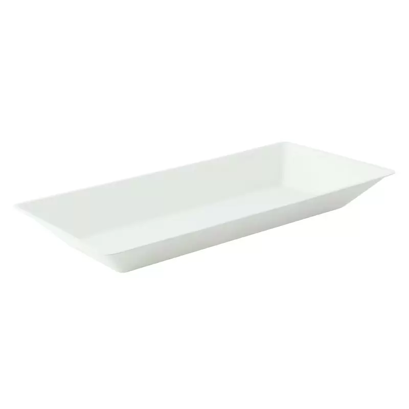 PacknWood Eco-Design White Sugarcane Plate - 10.25 x 5.12 x 1.1'' - 500 pcs