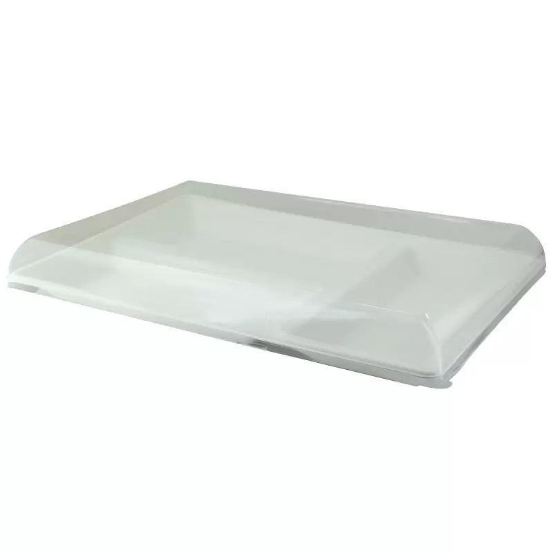 PacknWood Eco-Design White Sugarcane Compartment Tray - 15.7 x 10.6 x 1.1'' - 150 pcs