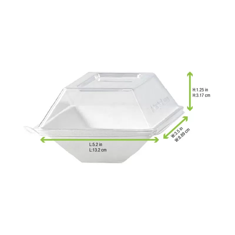 PacknWood Clear Pet Lid For 210Ecod140 - 5.19 x 3.46 x 1.29'' - 100 pcs