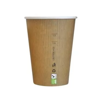 PacknWood Compostable Paper Cup Single Wall - 12oz Diam.3.5'' H:4.4'' - 1000 pcs