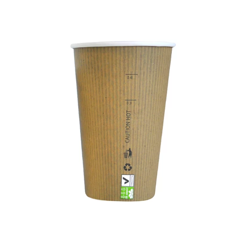 PacknWood Compostable Paper Cup Single Wall - 20oz Diam.3.5'' H:6.3'' - 500 pcs