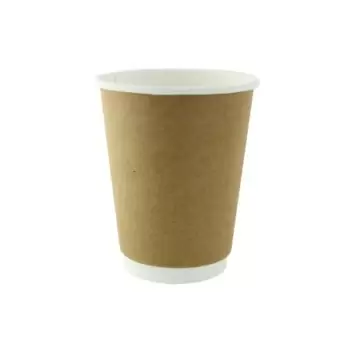 PacknWood Double Wall Kraft Compostable Paper Cup - H:3.75'' - 500 pcs