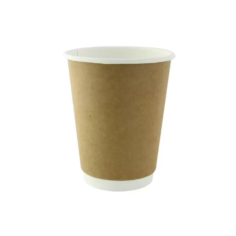 PacknWood Double Wall Kraft Compostable Paper Cup - H:3.75'' - 500 pcs