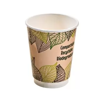 PacknWood Double Wall Compostable Paper Cup - 16oz Diam.3.5'' H:5.4'' - 500 pcs