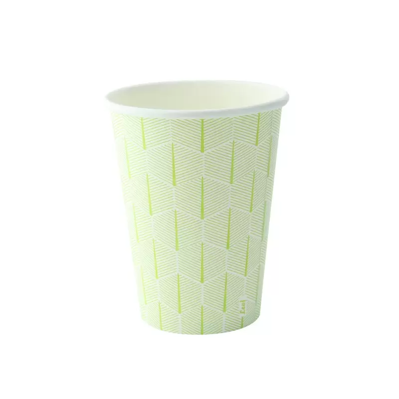 PacknWood Leaf Design Paper Cup - 12oz H:4.4'' W:2.4'' L:3.5'' - 1000 pcs