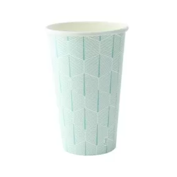 PacknWood Leaf Design Paper Cup - 16oz H:5.4'' W:2.4'' L:3.5'' - 1000 pcs