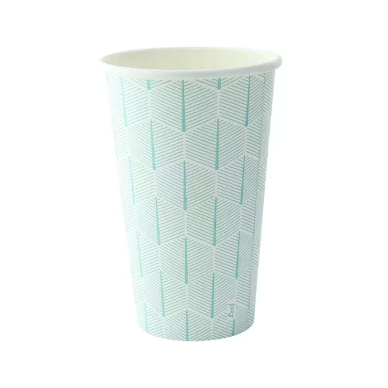 PacknWood Leaf Design Paper Cup - 16oz H:5.4'' W:2.4'' L:3.5'' - 1000 pcs