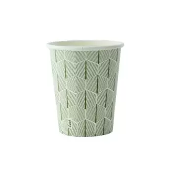 PacknWood Leaf Design Paper Cup - 8oz H:3.5'' W:2.2'' L:3.15'' - 2000 pcs