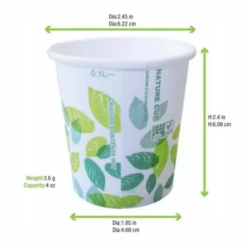 PacknWood White Paper Nature Cups - 4 oz - 3000 pcs