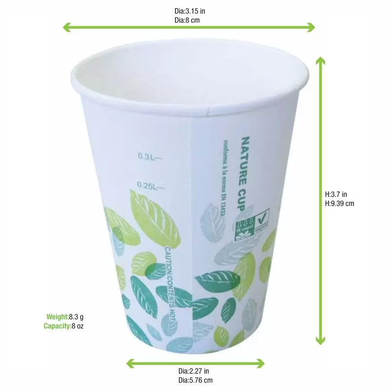 PacknWood White Paper Nature Cups - 10 oz - 2000 pcs