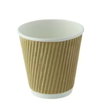 PacknWood Rippled Beige Cup - 10oz Diam.3.5'' H:4'' - 1000 pcs