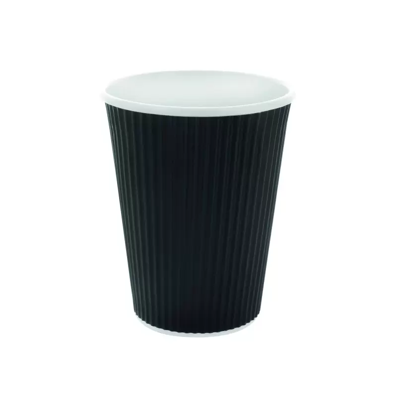 PacknWood Rippled Black Cup - 10oz Diam.3.5'' H:4'' - 1000 pcs